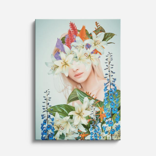 cuadro canvas floral y botanico aura de azucenas estilo contemporaneo