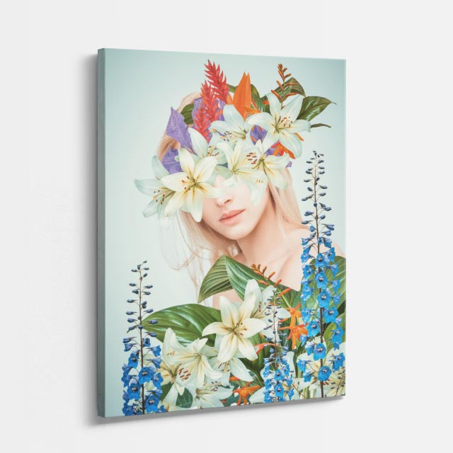cuadro canvas floral y botanico aura de azucenas estilo contemporaneo