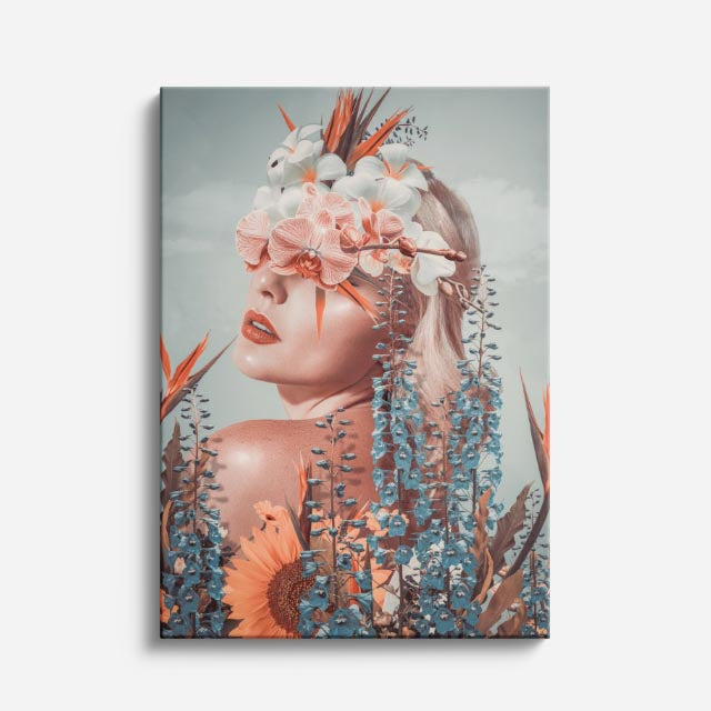 cuadro canvas floral y botanico bruma coral estilo contemporaneo