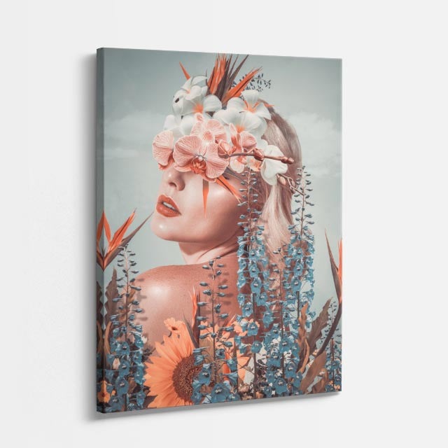cuadro canvas floral y botanico bruma coral estilo contemporaneo