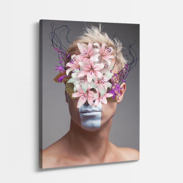 cuadro canvas floral y botanico rostro en flor estilo contemporaneo