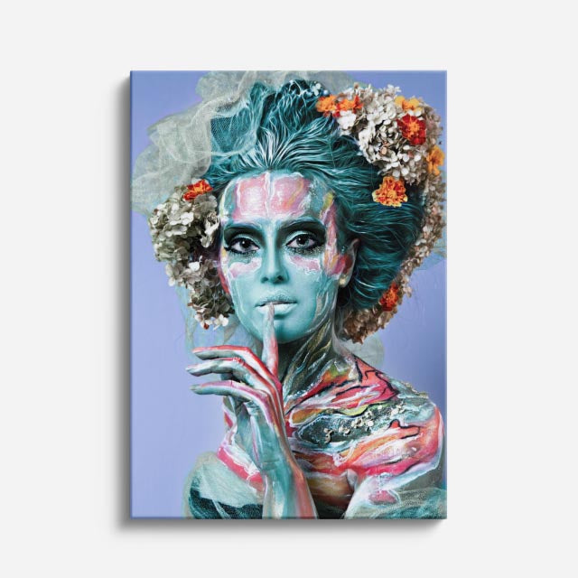 cuadro canvas floral y botanico musa turquesa estilo contemporaneo