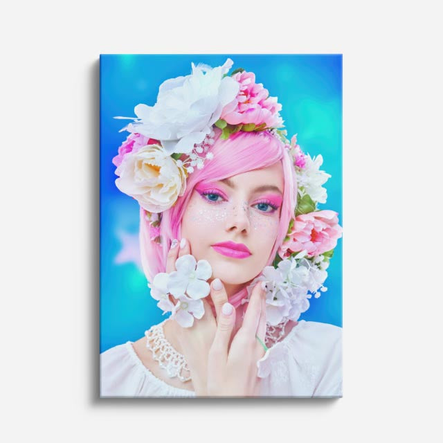 cuadro canvas floral y botanico rostro de primavera estilo contemporaneo