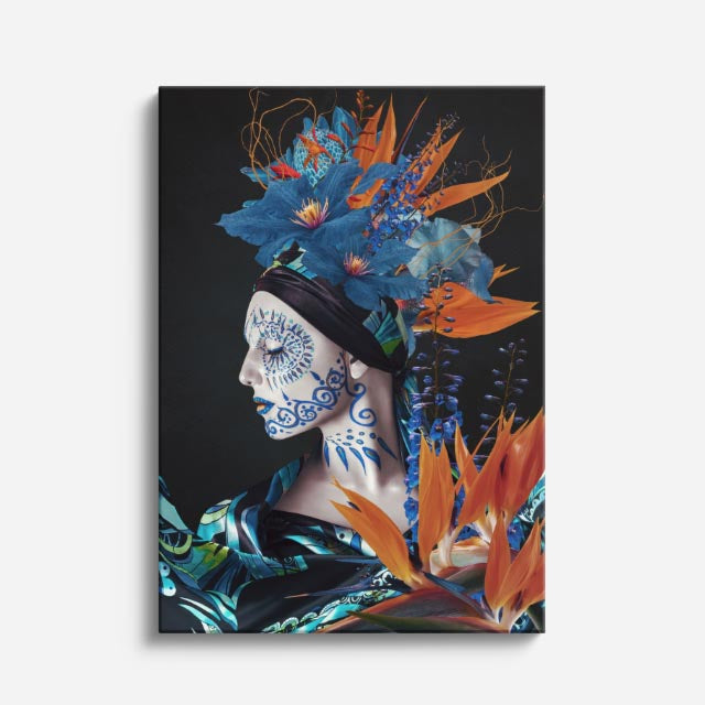 cuadro canvas floral y botanico calavera botanica estilo contemporaneo