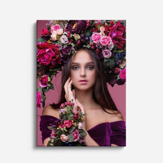 cuadro canvas floral y botanico jardin magenta estilo contemporaneo