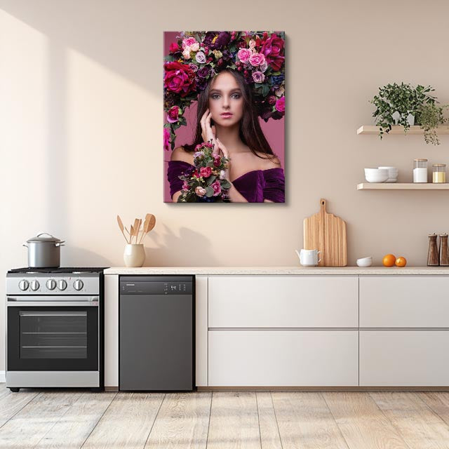 cuadro canvas floral y botanico jardin magenta estilo contemporaneo