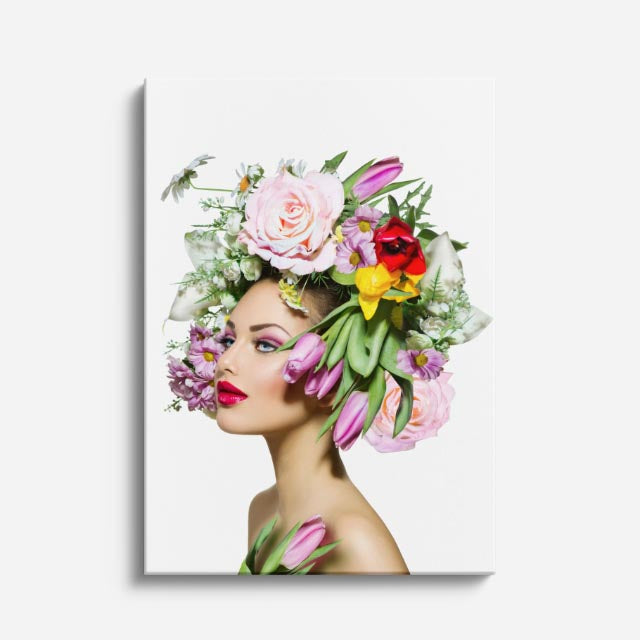 cuadro canvas floral y botanico perfil floral vivo estilo contemporaneo