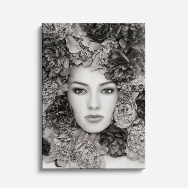 cuadro canvas floral y botanico rostro de petalos estilo contemporaneo