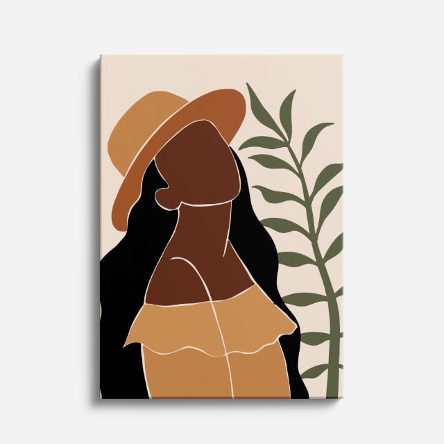 cuadro canvas ilustracion humana perfil terracota estilo contemporaneo