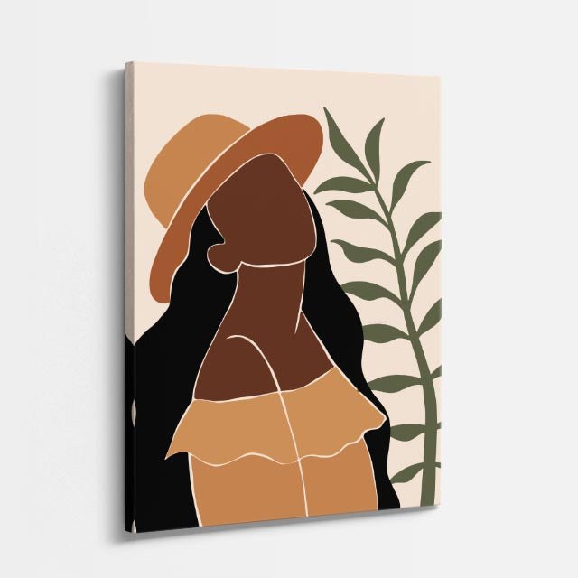 cuadro canvas ilustracion humana perfil terracota estilo contemporaneo