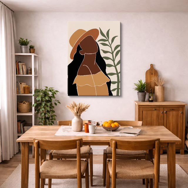 cuadro canvas ilustracion humana perfil terracota estilo contemporaneo