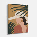 cuadro canvas ilustracion humana sombrero botanico estilo contemporaneo