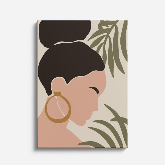 cuadro canvas ilustracion humana aro dorado estilo contemporaneo
