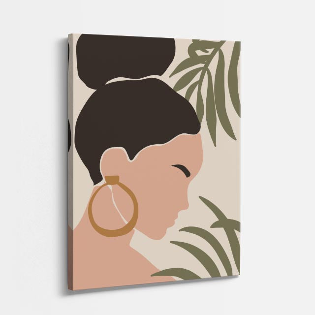 cuadro canvas ilustracion humana aro dorado estilo contemporaneo