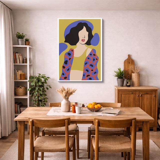 cuadro canvas ilustracion humana pop lavanda estilo contemporaneo