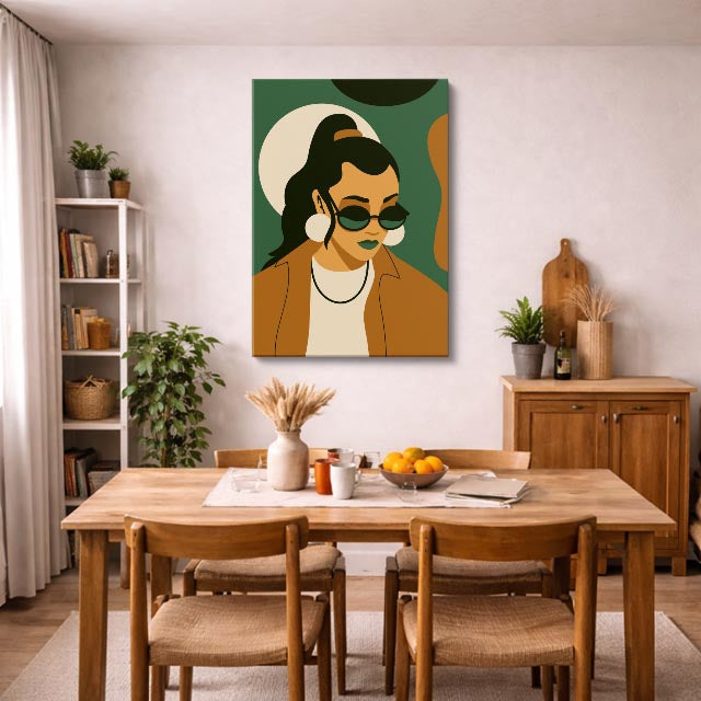 cuadro canvas ilustracion humana sombra ambar estilo contemporaneo