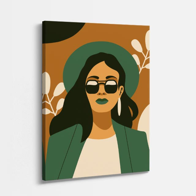 cuadro canvas ilustracion humana gafas verdes estilo contemporaneo