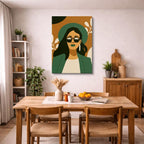 cuadro canvas ilustracion humana gafas verdes estilo contemporaneo