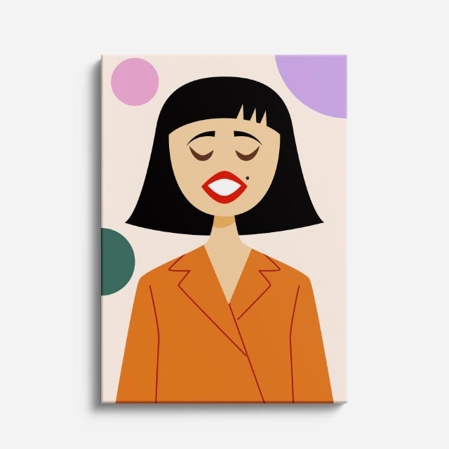 cuadro canvas ilustracion humana sonrisa coral estilo contemporaneo