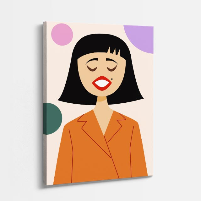 cuadro canvas ilustracion humana sonrisa coral estilo contemporaneo