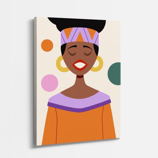cuadro canvas ilustracion humana reina lila estilo contemporaneo