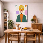 cuadro canvas ilustracion humana sol amarillo estilo contemporaneo