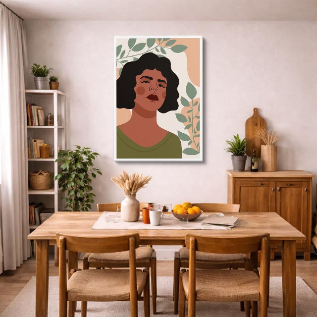 cuadro canvas ilustracion humana marco botanico estilo contemporaneo