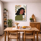 cuadro canvas ilustracion humana mirada serena estilo contemporaneo