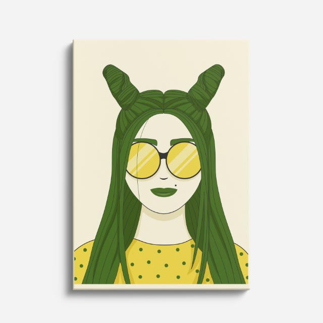 cuadro canvas ilustracion humana verde neon estilo contemporaneo
