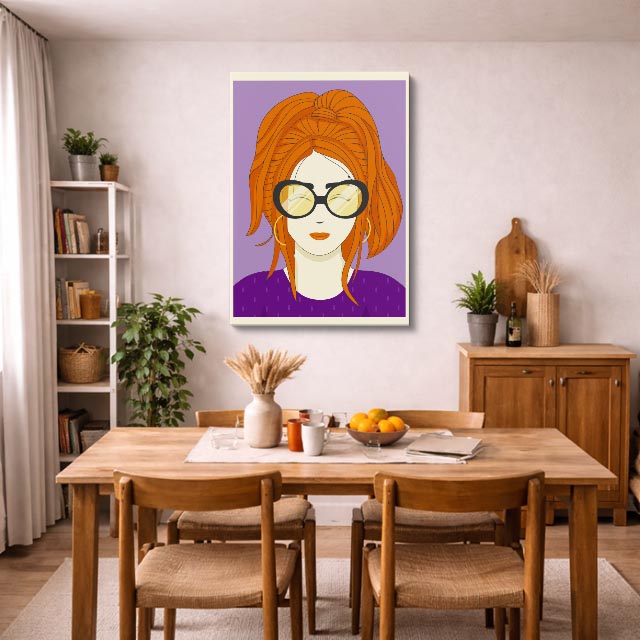 cuadro canvas ilustracion humana naranja chic estilo contemporaneo