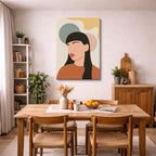 cuadro canvas ilustracion humana media luna estilo contemporaneo