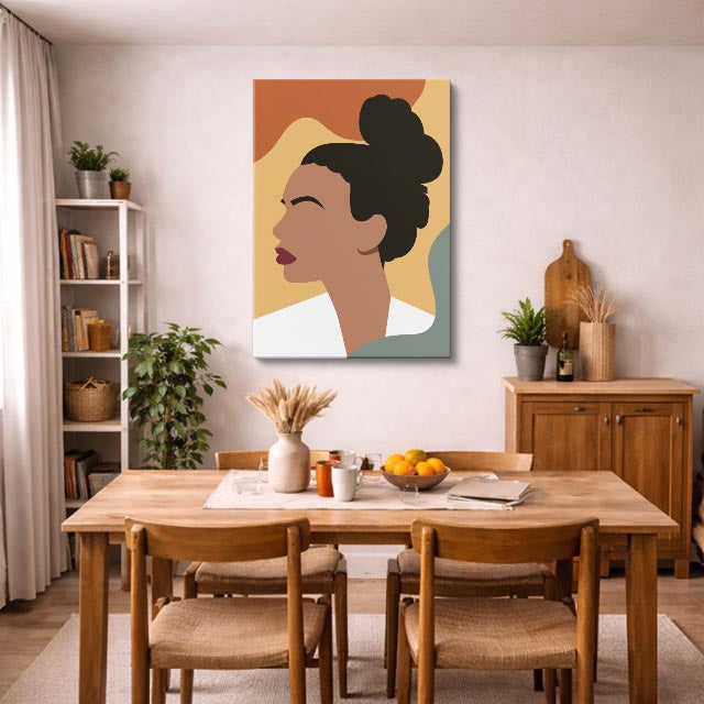 cuadro canvas ilustracion humana perfil canela estilo contemporaneo