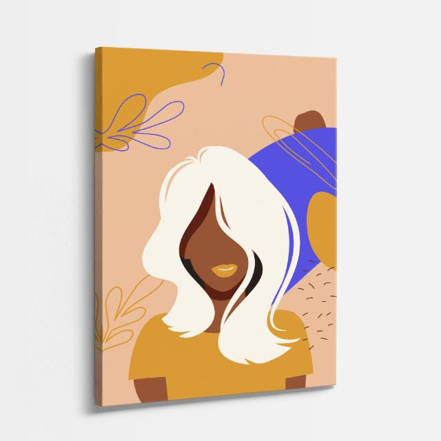 cuadro canvas ilustracion humana cabello marfil estilo contemporaneo