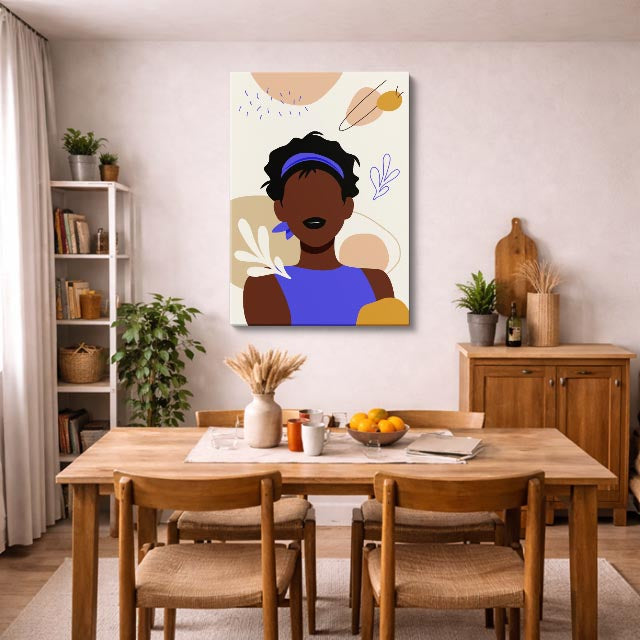 cuadro canvas ilustracion humana diadema azul estilo contemporaneo