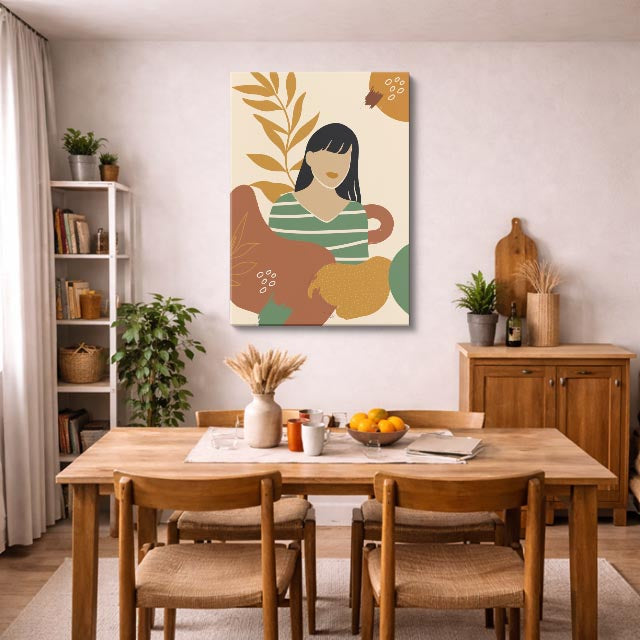 cuadro canvas ilustracion humana perfil de trigo estilo contemporaneo