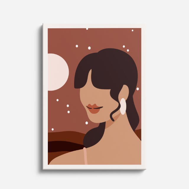 cuadro canvas ilustracion humana dama cafe estilo contemporaneo