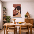 cuadro canvas ilustracion humana dama cafe estilo contemporaneo
