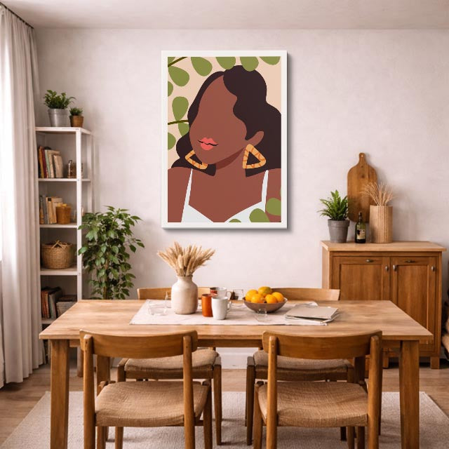 cuadro canvas ilustracion humana triangulo dorado estilo contemporaneo