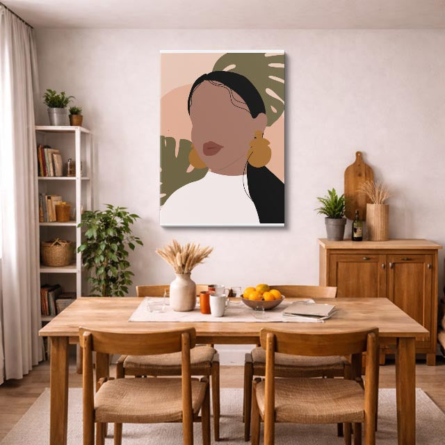 cuadro canvas ilustracion humana perfil sol estilo contemporaneo