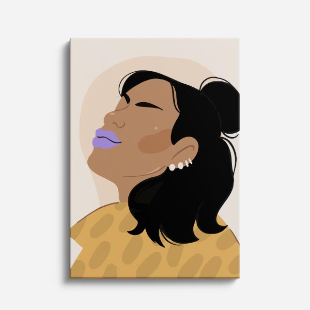cuadro canvas ilustracion humana leopardo lila estilo contemporaneo