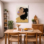 cuadro canvas ilustracion humana leopardo lila estilo contemporaneo