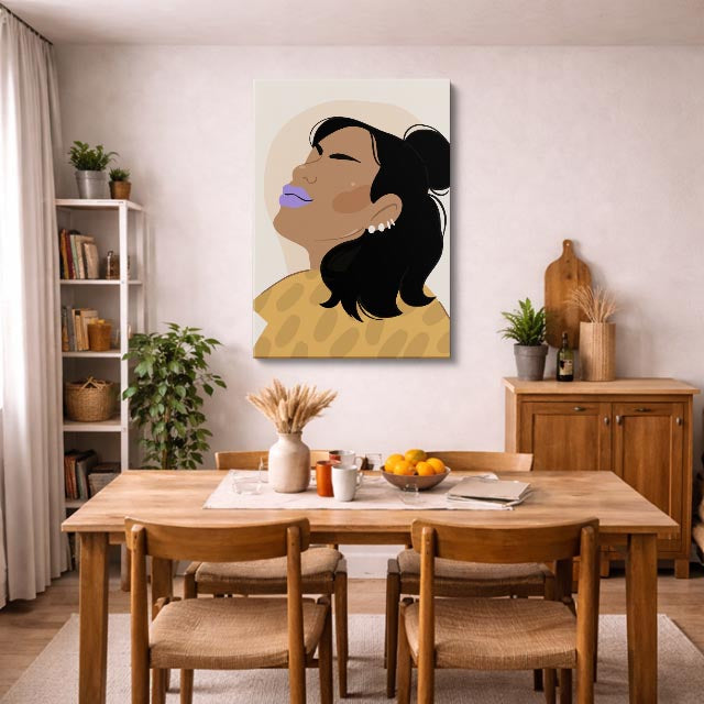 cuadro canvas ilustracion humana leopardo lila estilo contemporaneo