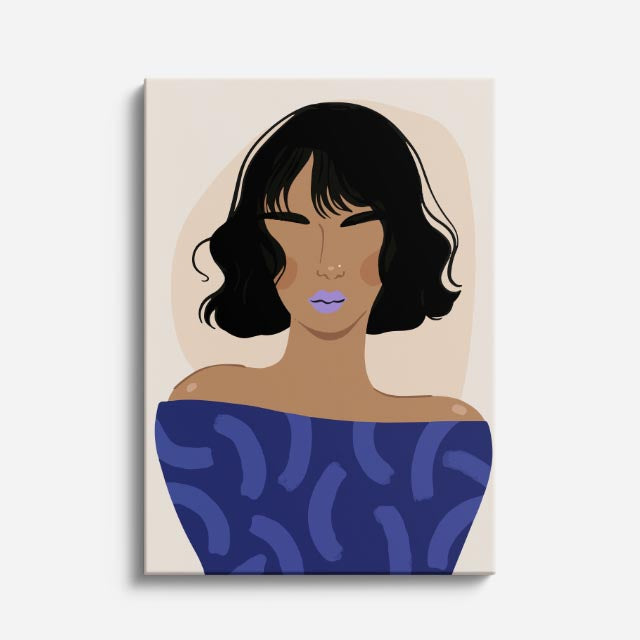 cuadro canvas ilustracion humana noche azul estilo contemporaneo