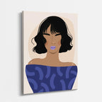 cuadro canvas ilustracion humana noche azul estilo contemporaneo