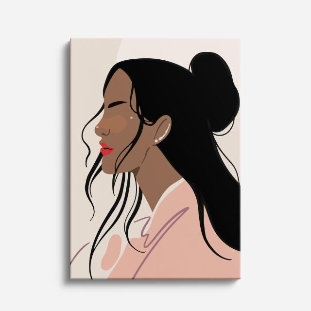 cuadro canvas ilustracion humana perfil carmin estilo contemporaneo