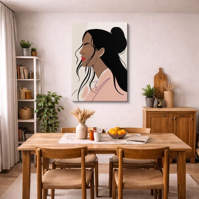 cuadro canvas ilustracion humana perfil carmin estilo contemporaneo
