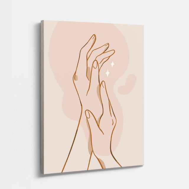 cuadro canvas ilustracion humana manos de luz estilo contemporaneo