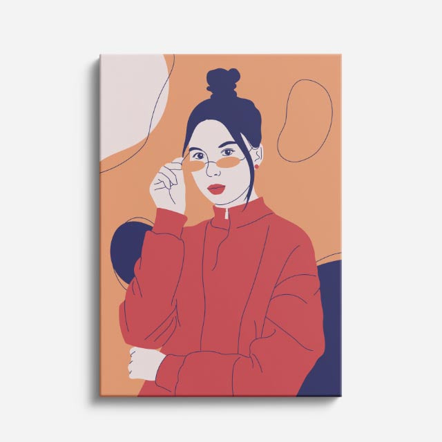 cuadro canvas ilustracion humana llamada retro estilo contemporaneo