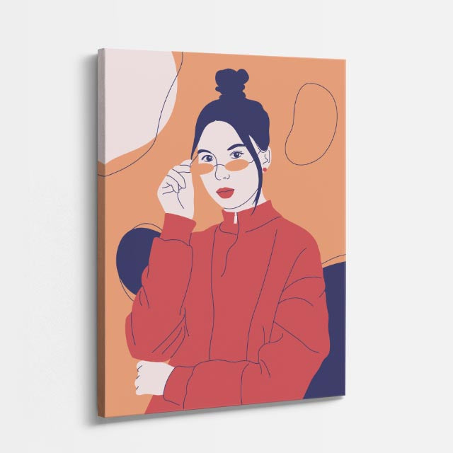 cuadro canvas ilustracion humana llamada retro estilo contemporaneo