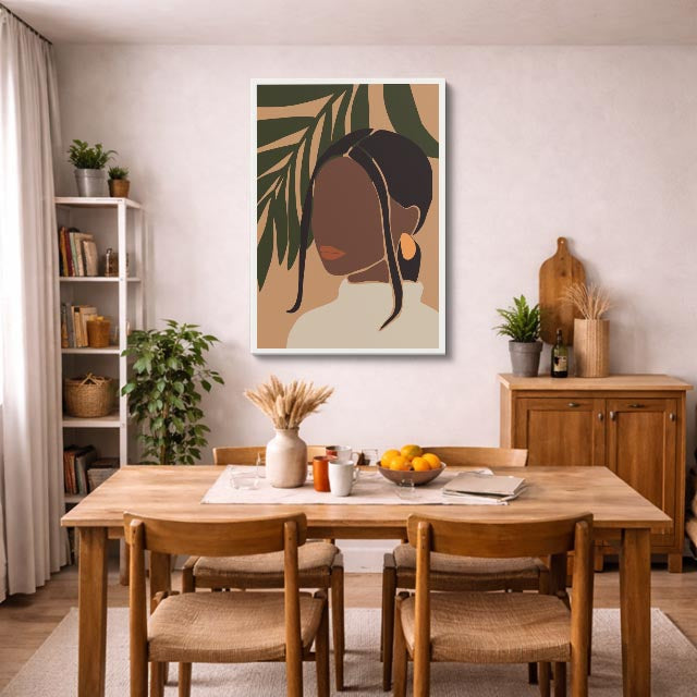 cuadro canvas ilustracion humana sombra botanica estilo contemporaneo